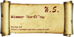 Wimmer Surány névjegykártya
